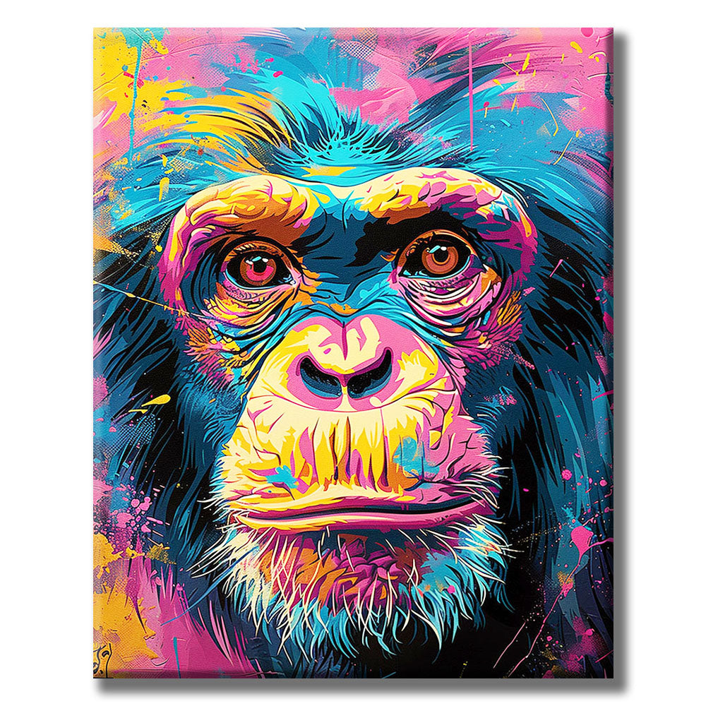Vivid Primate Portrait- Painting by Numbers