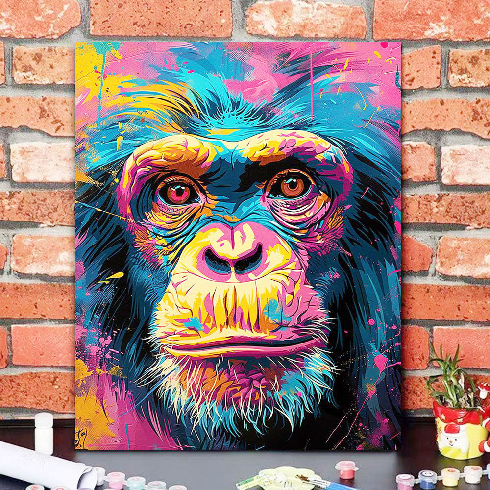Vivid Primate Portrait- Painting by Numbers