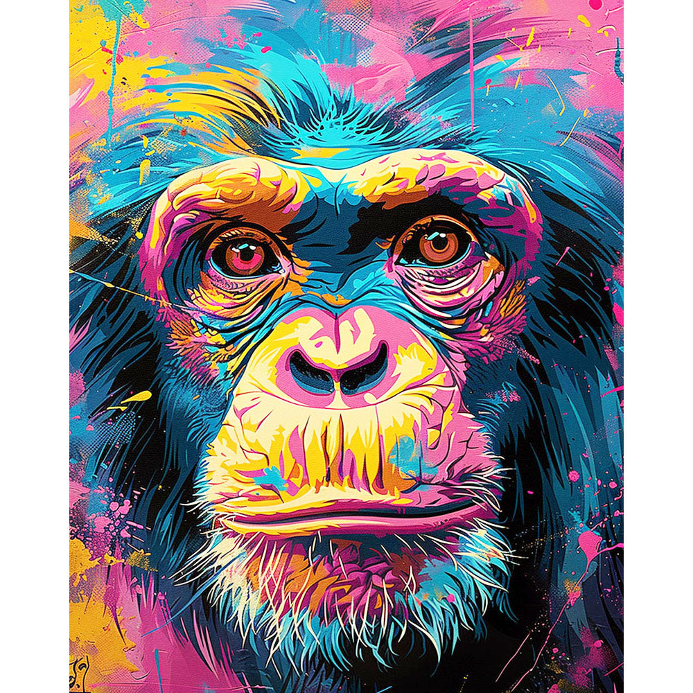 Vivid Primate Portrait- Painting by Numbers