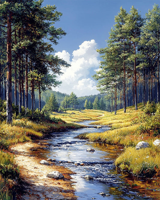 Waldbachlandschaft- Malen nach Zahlen