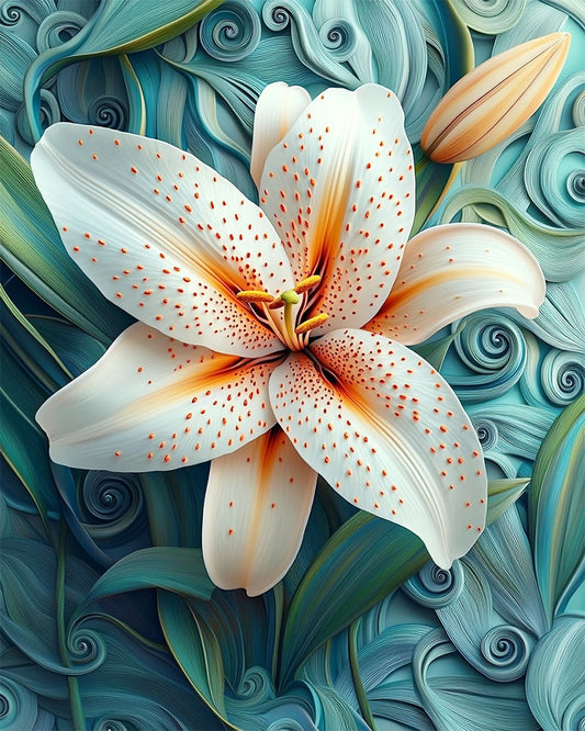 Weiße Schönheitsorchidee- Malen nach Zahlen