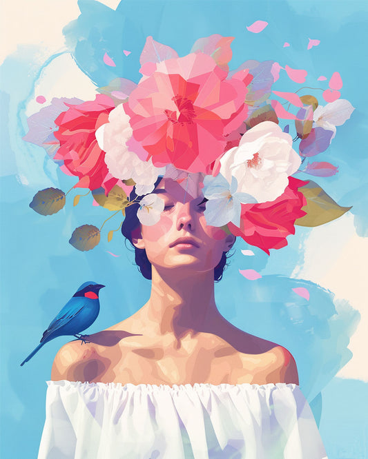 Weißer Träger Blütenhaupt - Malen nach Zahlen