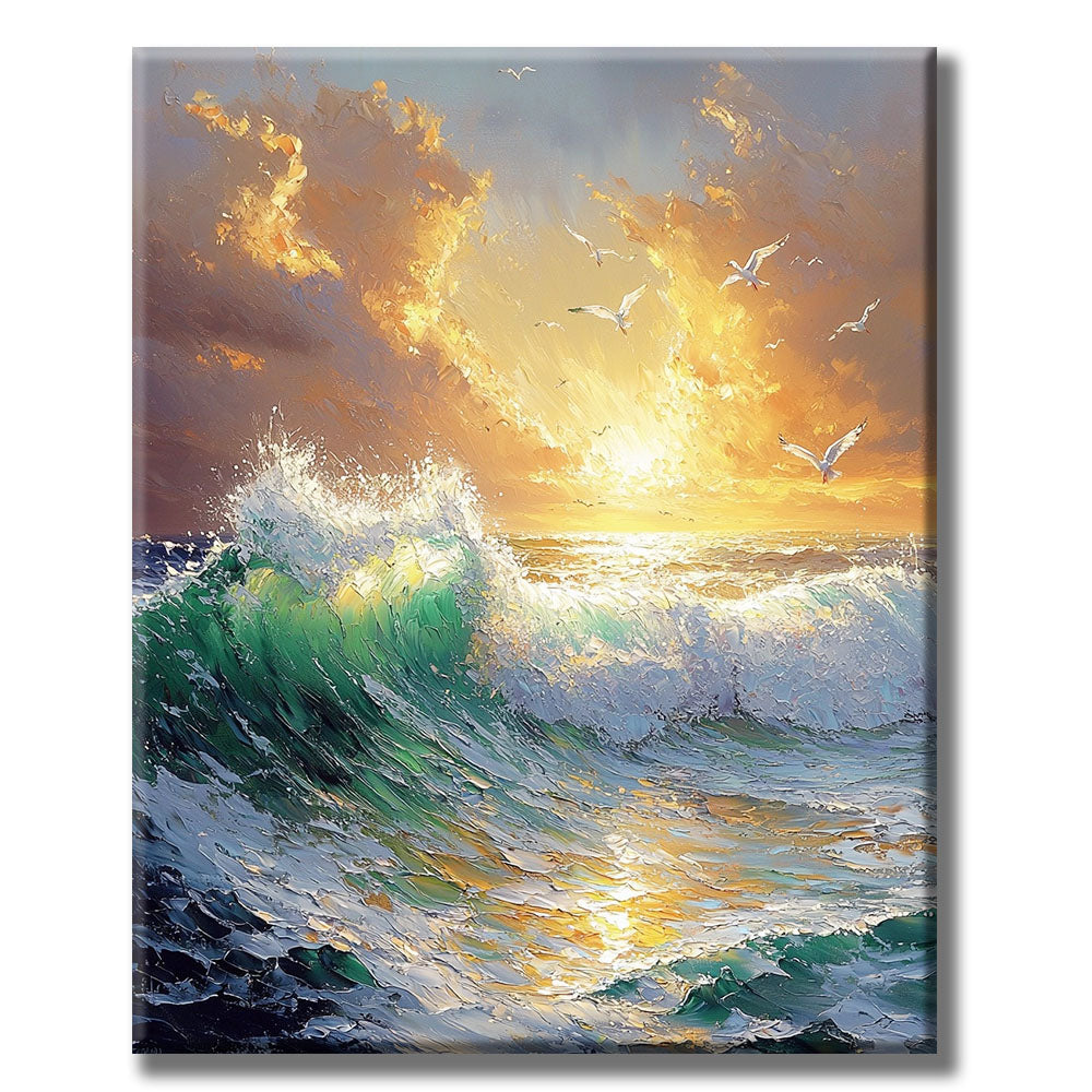 Wellen - Sonnenuntergang- Malen nach Zahlen