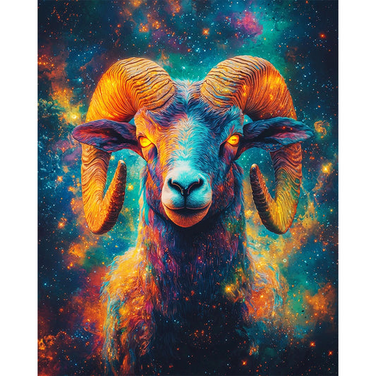Widder-unter-Sternenhimmel - Malen nach Zahlen