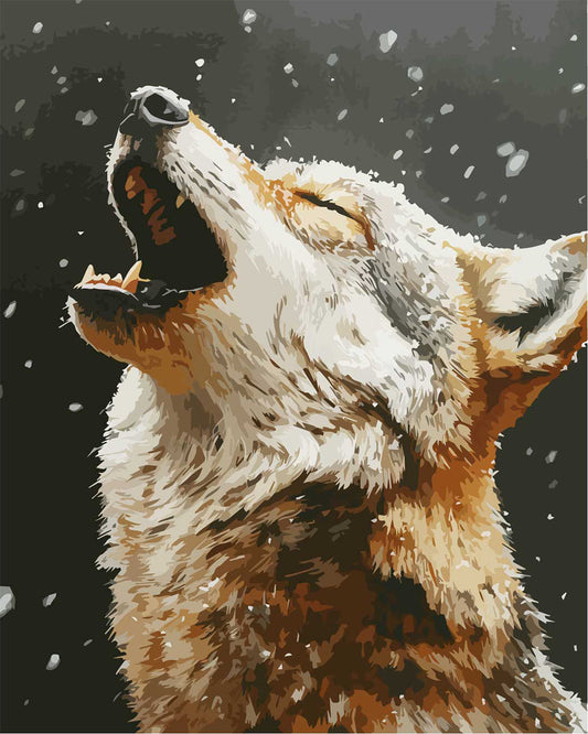 Wolfsgeheul im Schnee - Malen nach Zahlen