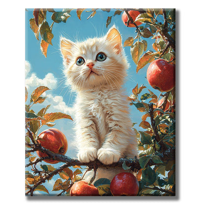 Apfelbaum - Katze - Malen nach Zahlen