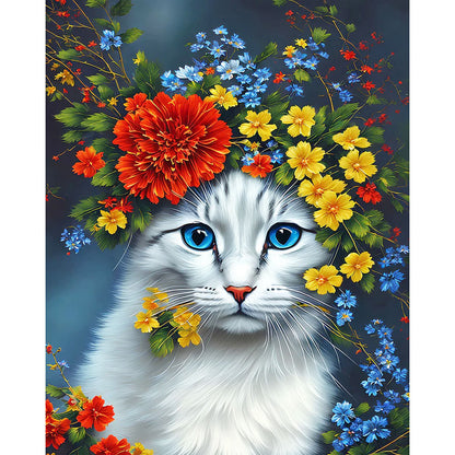 Cat with Flower Halo- Painting by Numbers