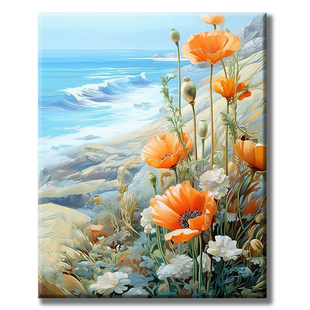 Coastal Poppy Blossoms- Painting by Numbers