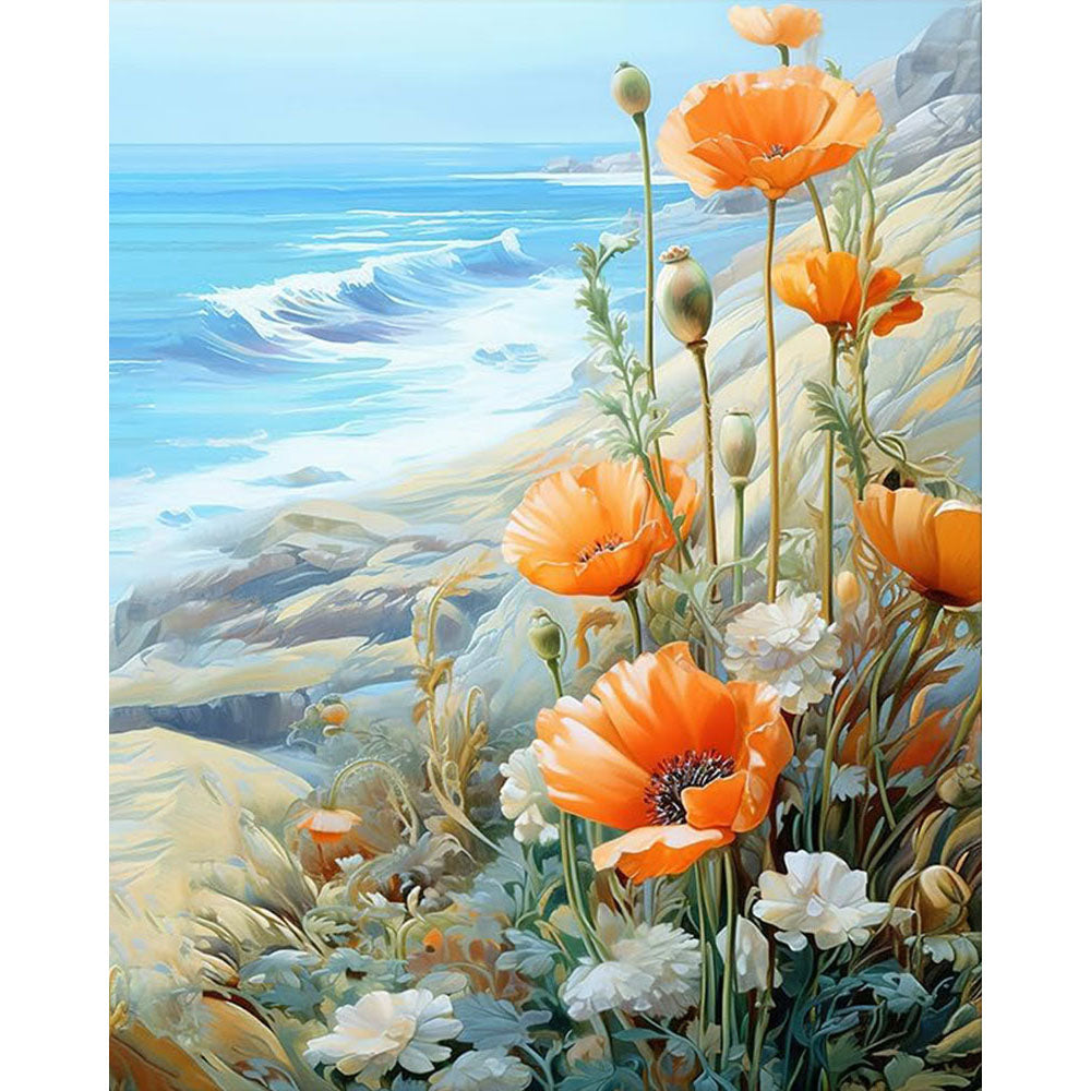 Coastal Poppy Blossoms- Painting by Numbers