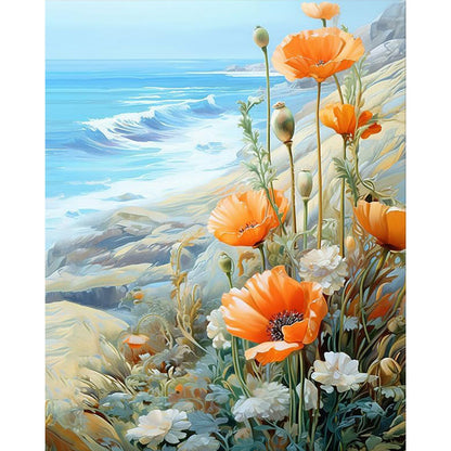 Coastal Poppy Blossoms- Painting by Numbers