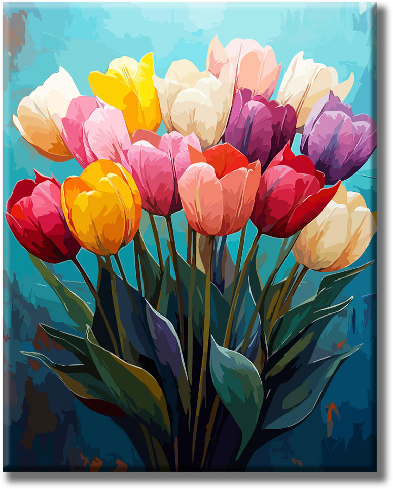 Farbenfrohe-Frühlingsblüte - Malen nach Zahlen