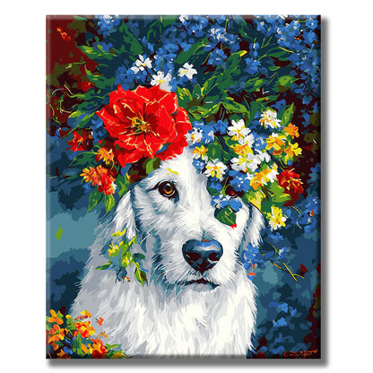 Floral - Crowned Canine- Painting by Numbers