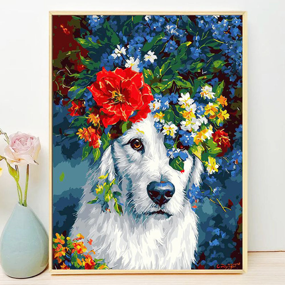 Floral - Crowned Canine- Painting by Numbers