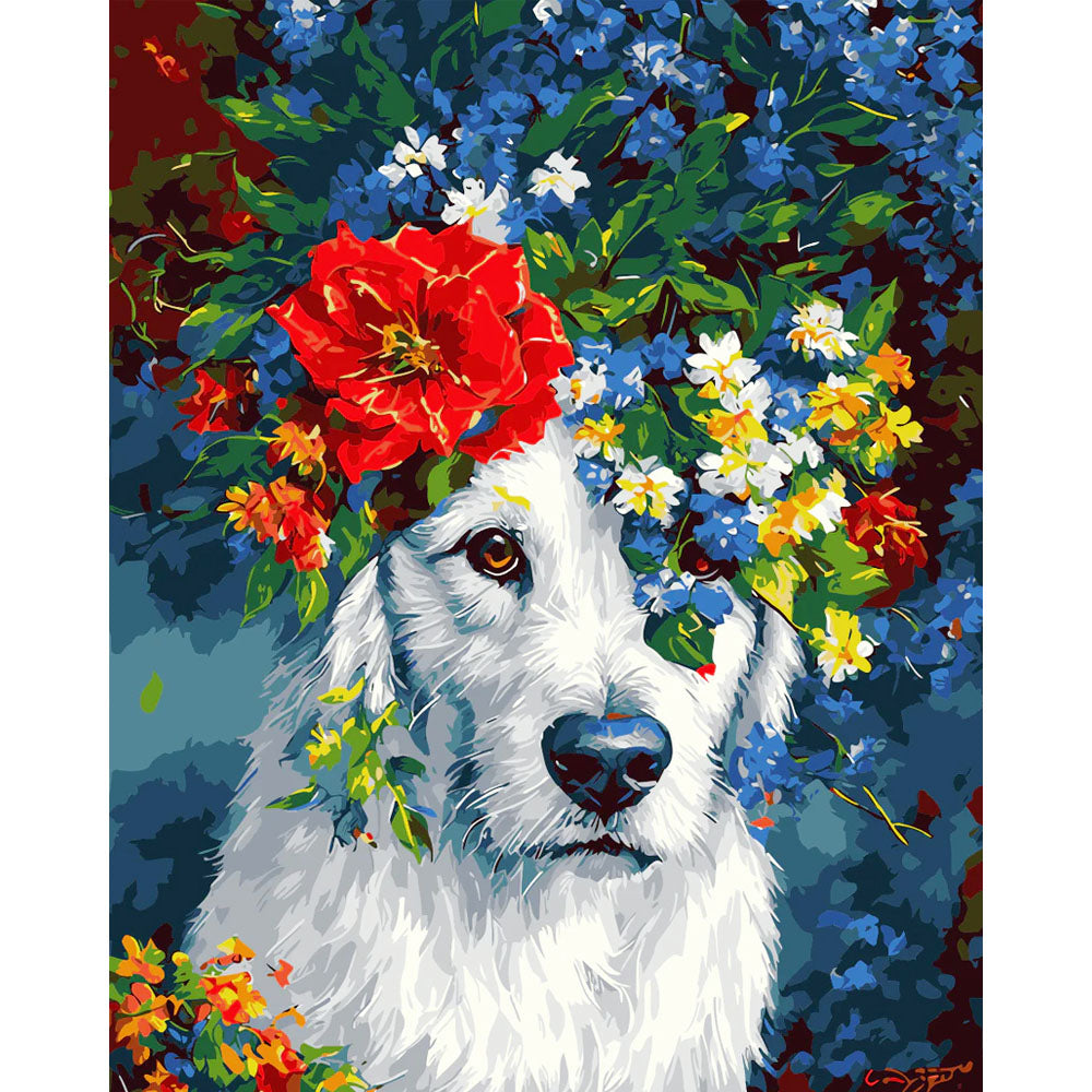 Floral - Crowned Canine- Painting by Numbers