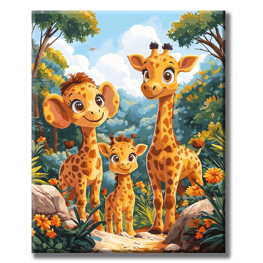 Giraffenfamilie Sonnenschein- Malen nach Zahlen