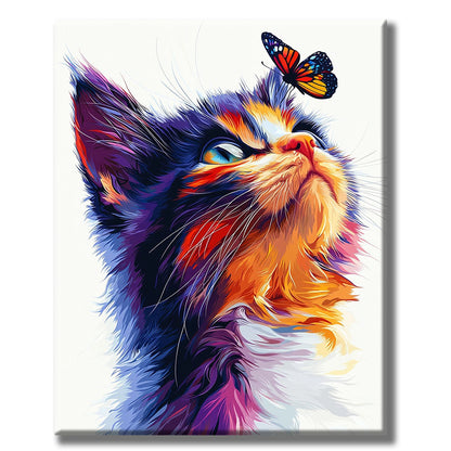 Katze mit Schmetterling- Malen nach Zahlen