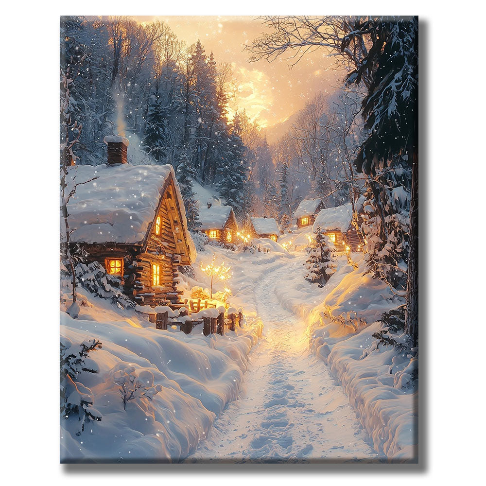 Lichter-im -Schnee - Malen nach Zahlen
