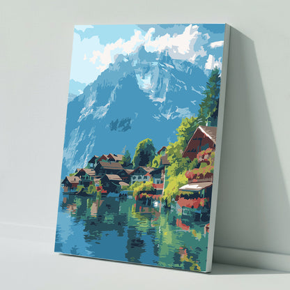 Malen nach Zahlen: Majestätische Alpengipfel am See