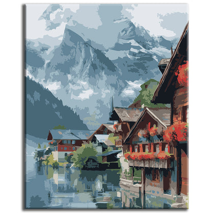 Malen nach Zahlen: Mystische Bergwelt am See