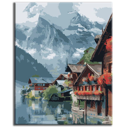 Malen nach Zahlen: Mystische Bergwelt am See