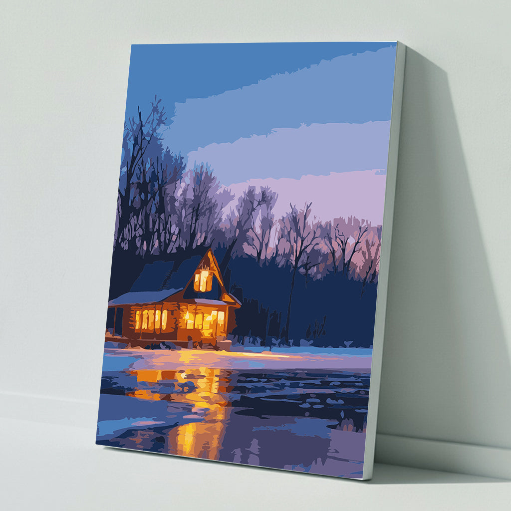 Malen nach Zahlen Stille Abenddämmerung am Wintersee