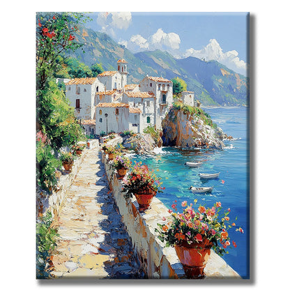 Mediterrane Ruhe am Meer- Malen nach Zahlen