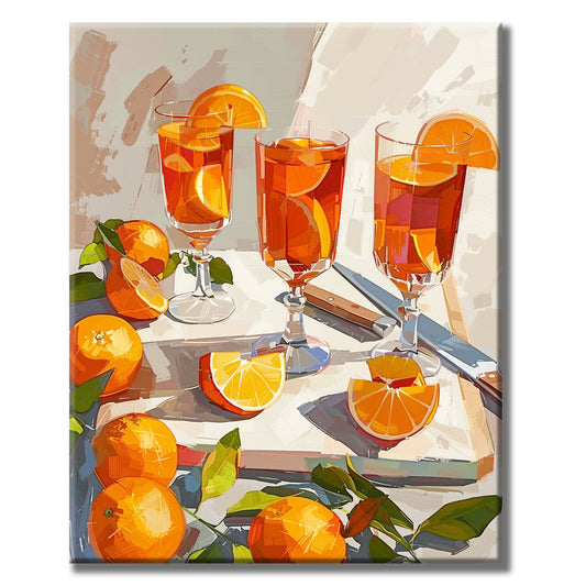 Orange-Gläser-Lebendig - Malen nach Zahlen