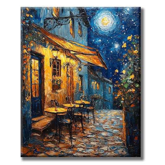 Romantisches-Café-Landschaft - Malen nach Zahlen