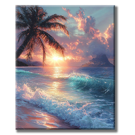 Sonnenaufgang-am-Meer- Malen nach Zahlen
