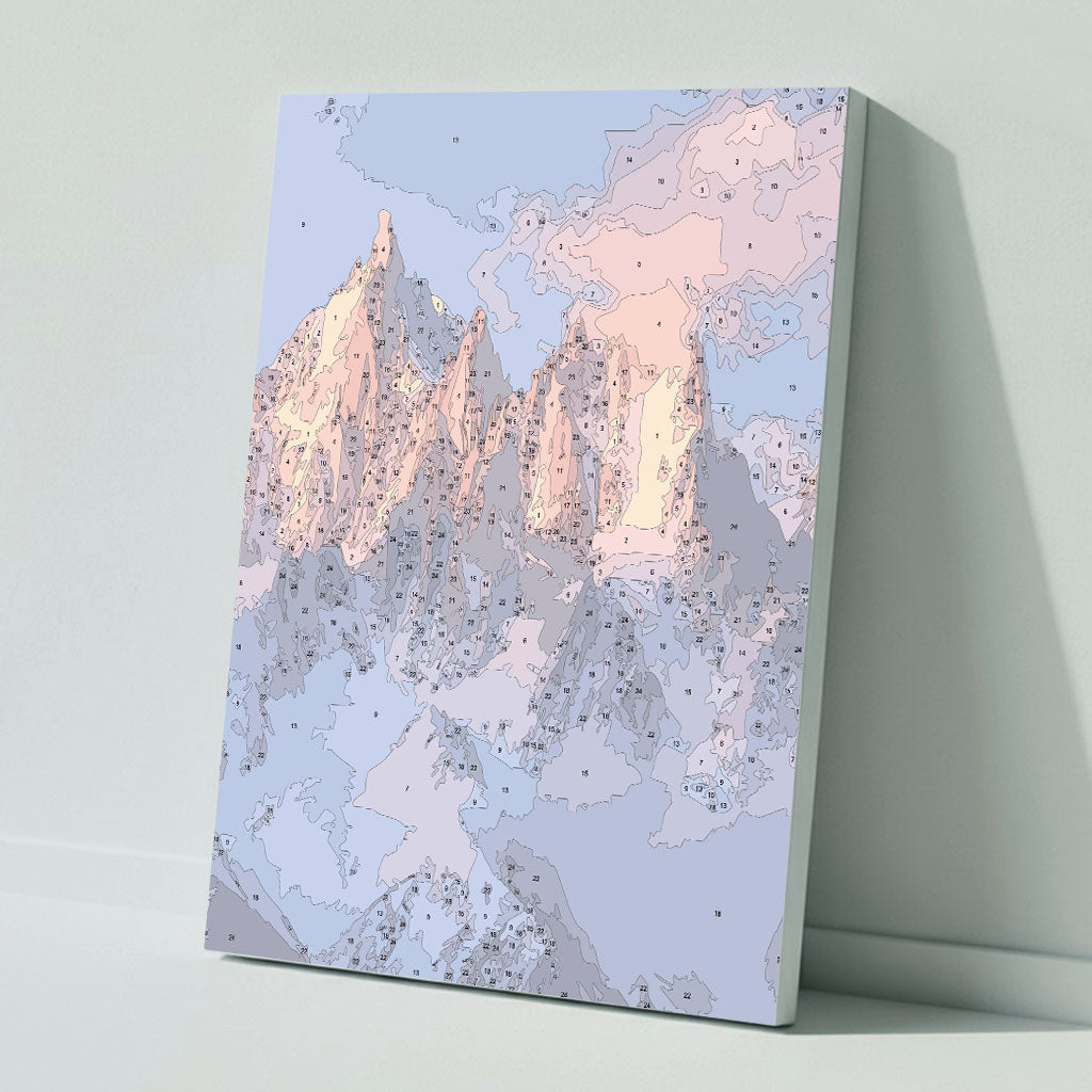 Sonnenverwöhnte Berge - Malen nach Zahlen