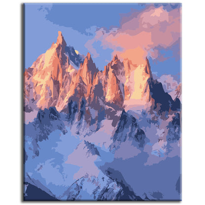 Sonnenverwöhnte Berge - Malen nach Zahlen