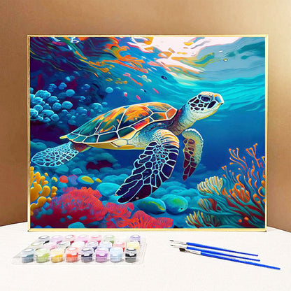 Underwater Turtle Odyssey- Painting by Numbers