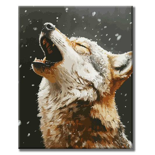 Wolfsgeheul im Schnee - Malen nach Zahlen